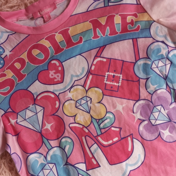 Sugar Thrillz Tops - Nwot Dolls Kill Spoil Me kawaii barbiecore princess fitted top! Cute graphic top